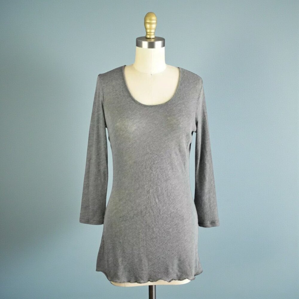 RAG & BONE KNIT HEATHER GRAY 3/4 SLEEVE TOP